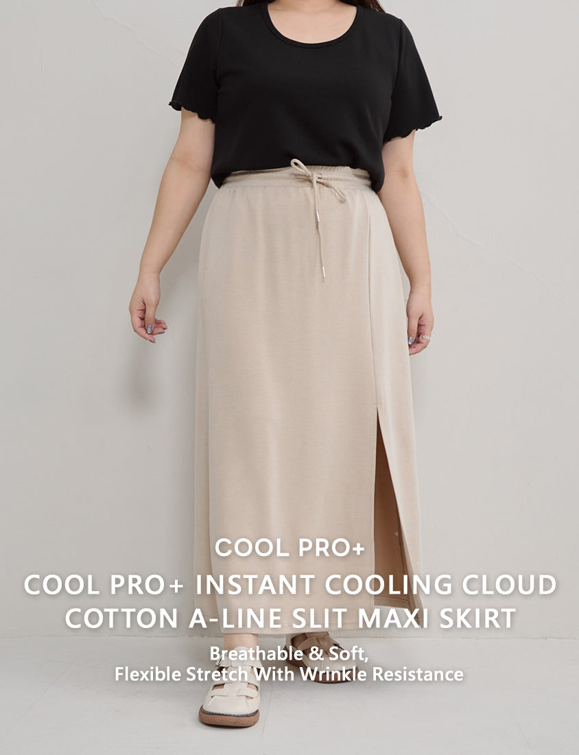 Instant Cool Cloud Cotton Slit A-Line Plus Size Skirt