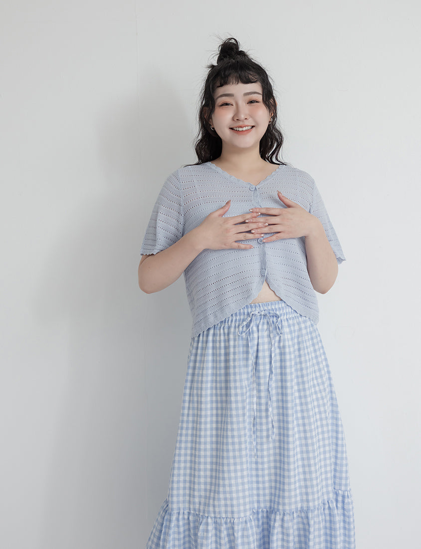 Tiered Ruffle Gingham Plus Size Maxi Skirt