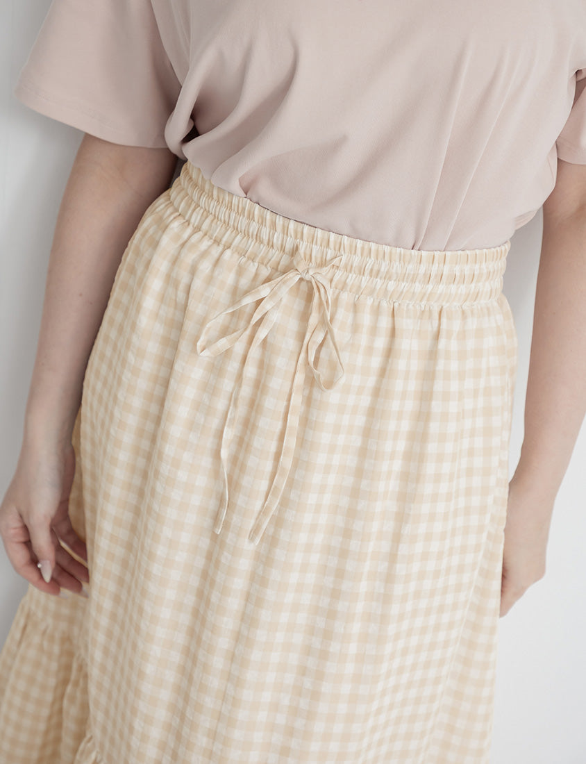 Tiered Ruffle Gingham Plus Size Maxi Skirt