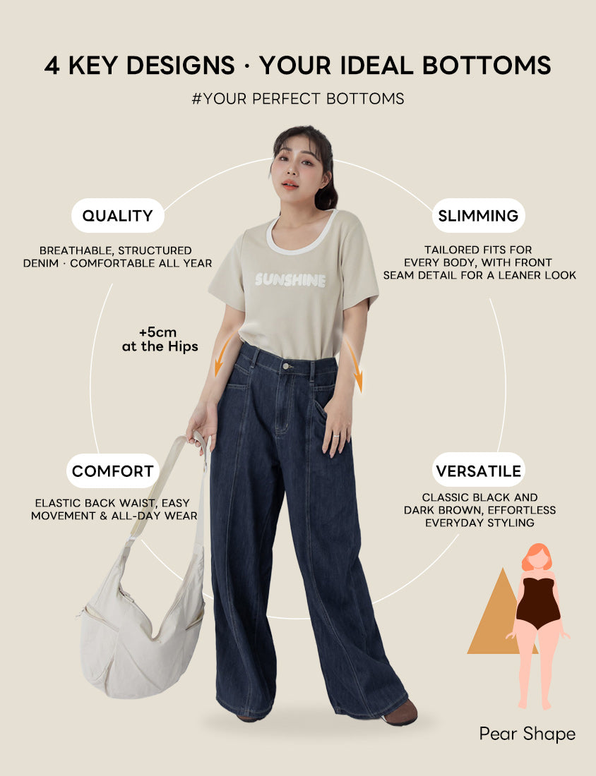 Pear-Shaped Friendly! Seamed Plus Size Wide Leg Jeans