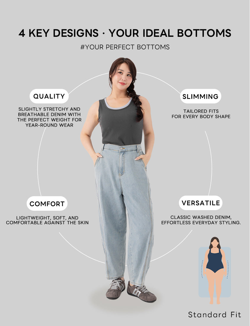 Standard Perfect Fit Plus Size Curved Leg Jeans