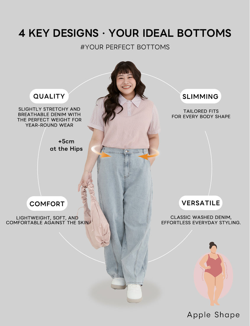 Apple-Shaped Friendly! Perfect Fit Plus Size Curved Leg Jeans