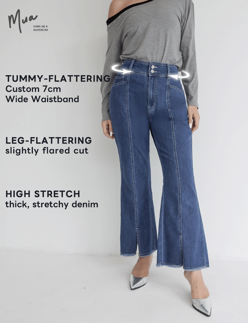 MUA! High Waist Tummy Flattering Supermodel Plus Size Flared Jeans
