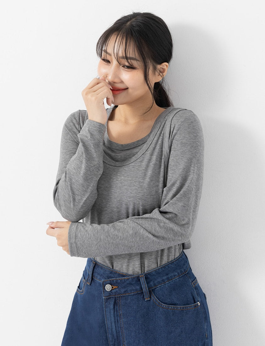 Soft Tencel Wool Plus Size Two-Piece Top (With Inner Top)