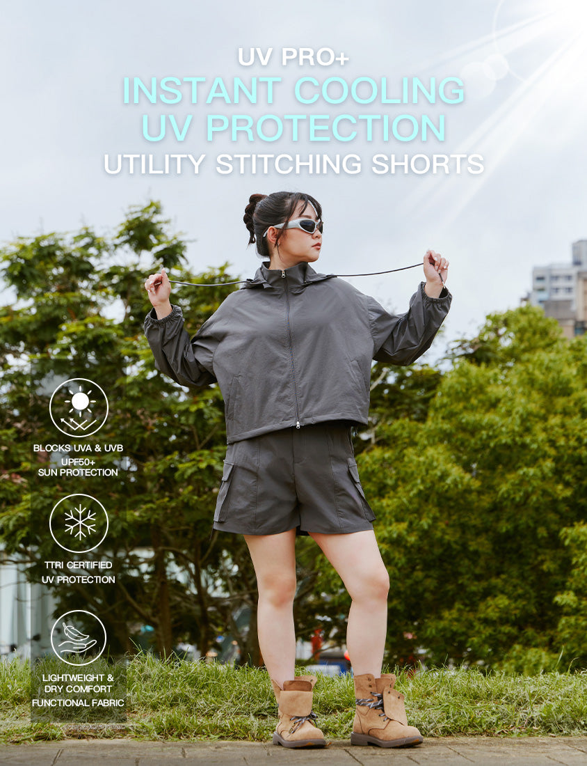 Instant Cooling UV-Protection Stitch Plus Size Utility Shorts