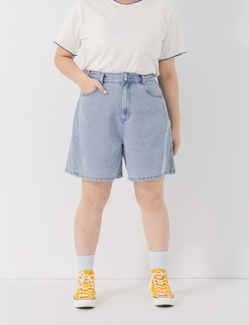 Lyocell Cooling Boyfriend Plus Size Denim Shorts