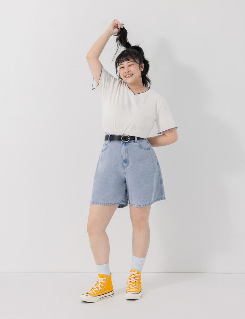 Lyocell Cooling Boyfriend Plus Size Denim Shorts