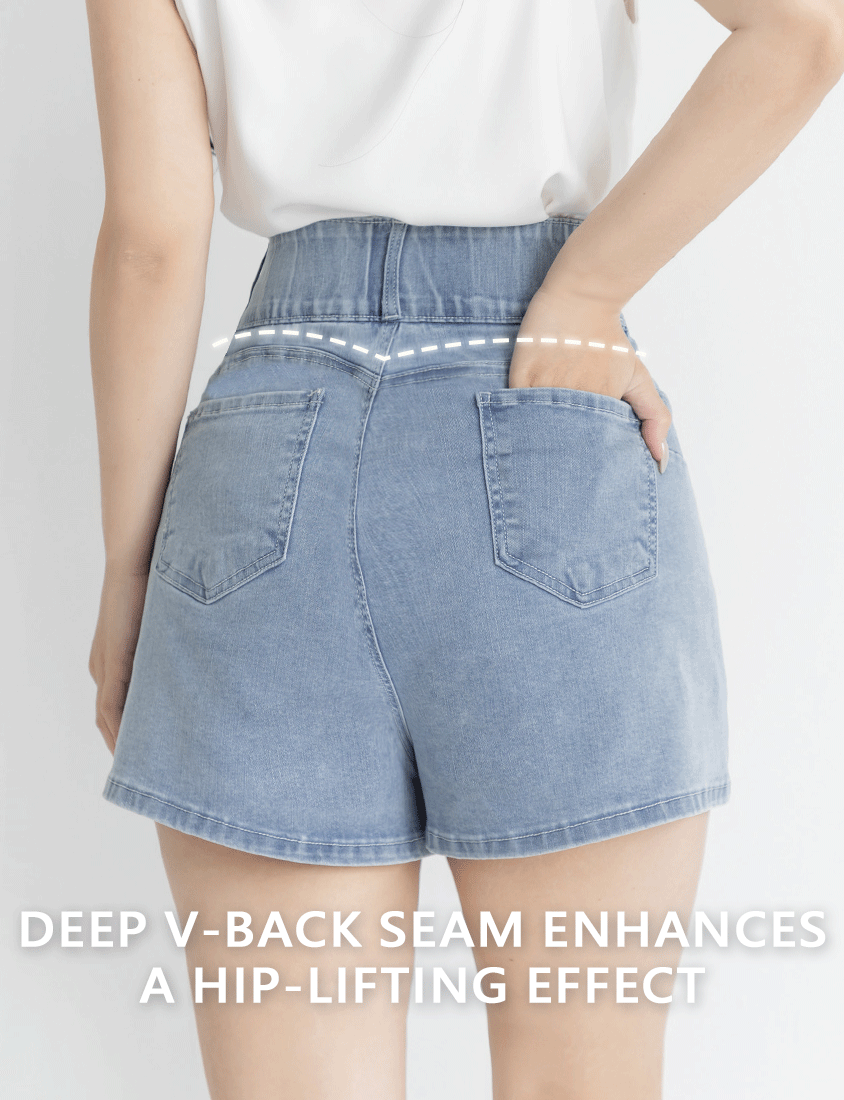 Slimming High Waist A-Line Plus Size Denim Shorts