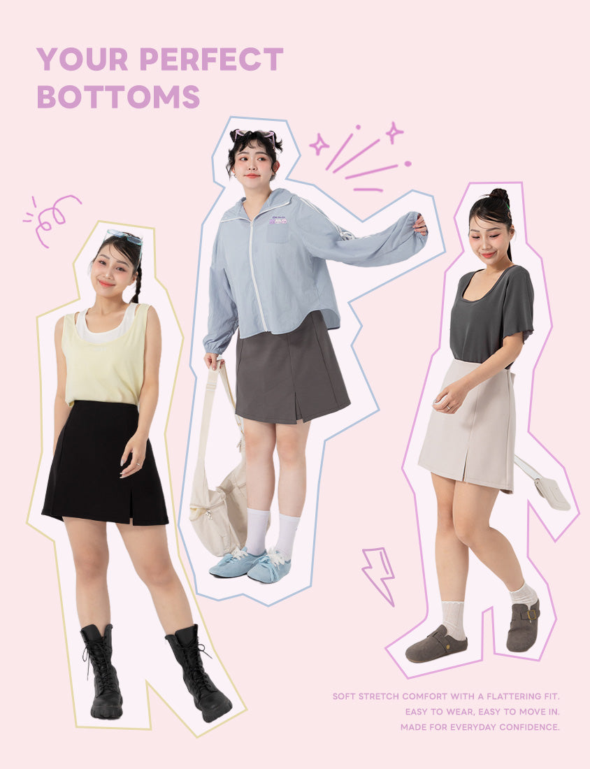 Cloud Cotton A-line Slit Plus Size Skort