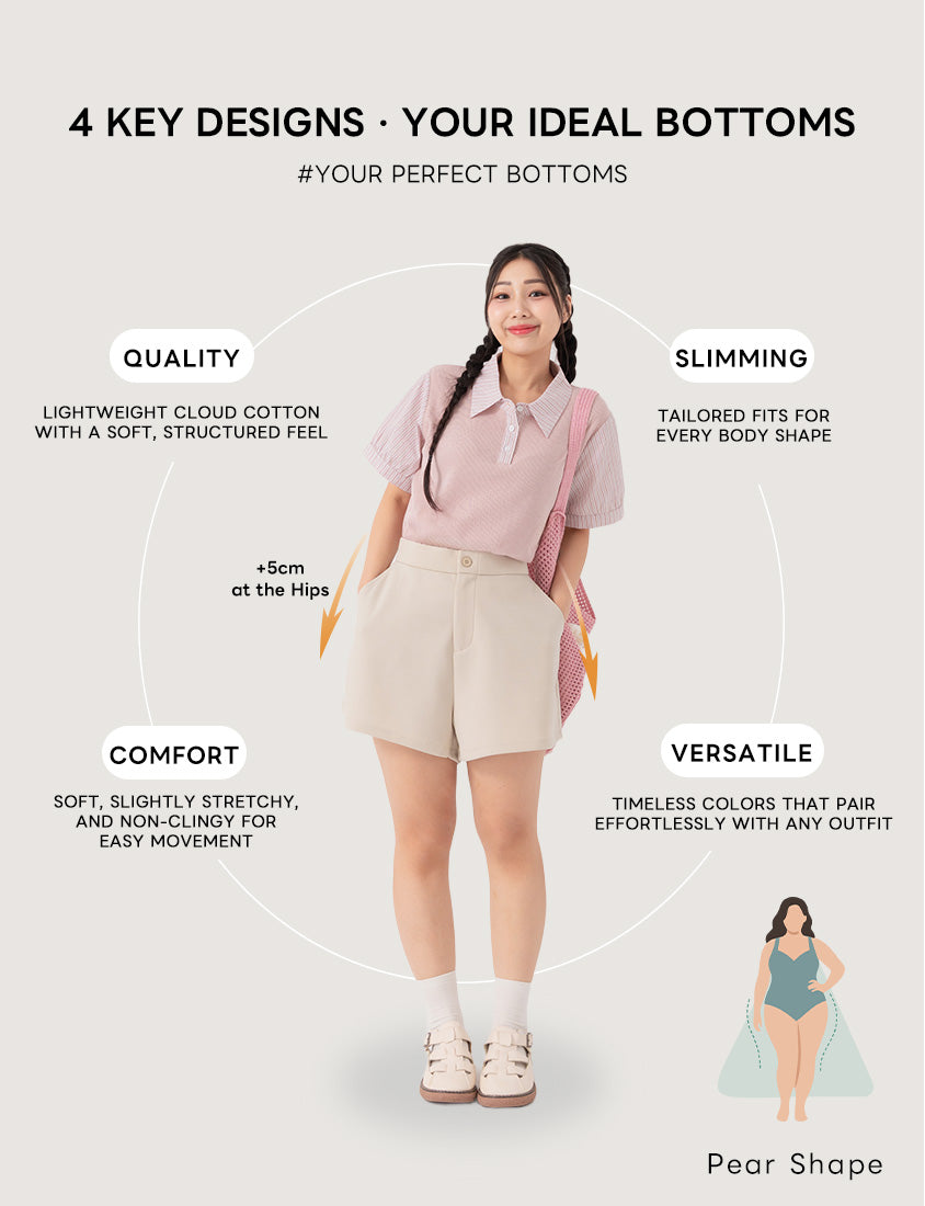 Pear-Shaped Friendly! Perfect Fit Structured Cloud Cotton Plus Size Shorts