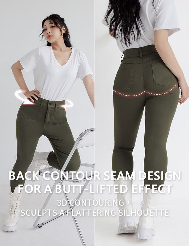 Tummy-Flattering Plus Size Slimming Pants (Single Button)