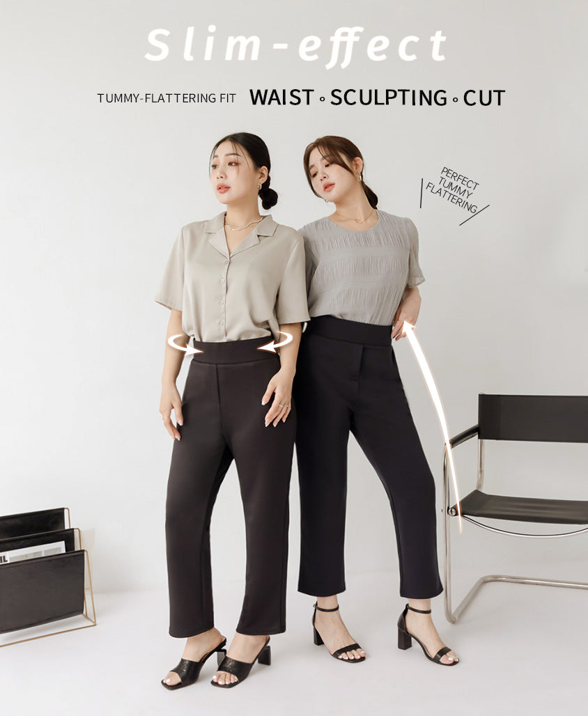 MISS. Waist-Sculpting Slimming Plus Size Straight Tailored Pants