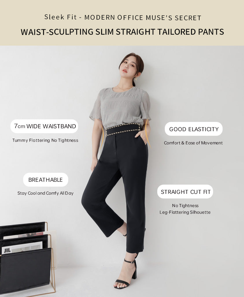 MISS. Waist-Sculpting Slimming Plus Size Straight Tailored Pants