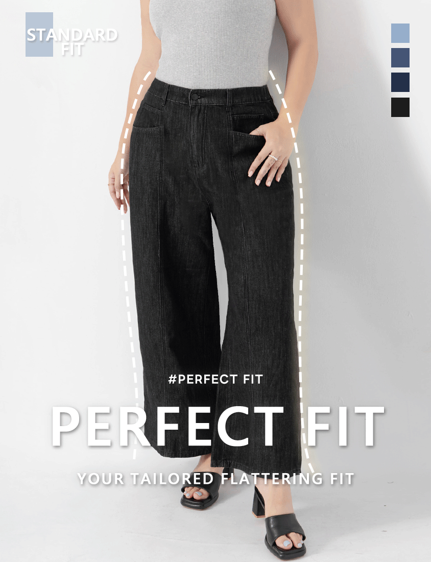 Standard Stitch Detail Plus Size Wide-Leg Jeans