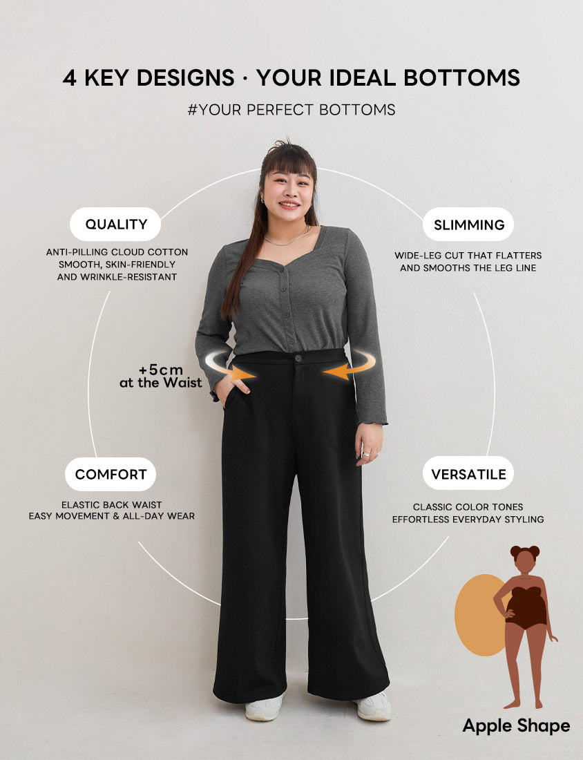 Apple-Shaped Friendly! Perfect Fit Anti-Pilling Cloud Cotton Plus Size Long Pants