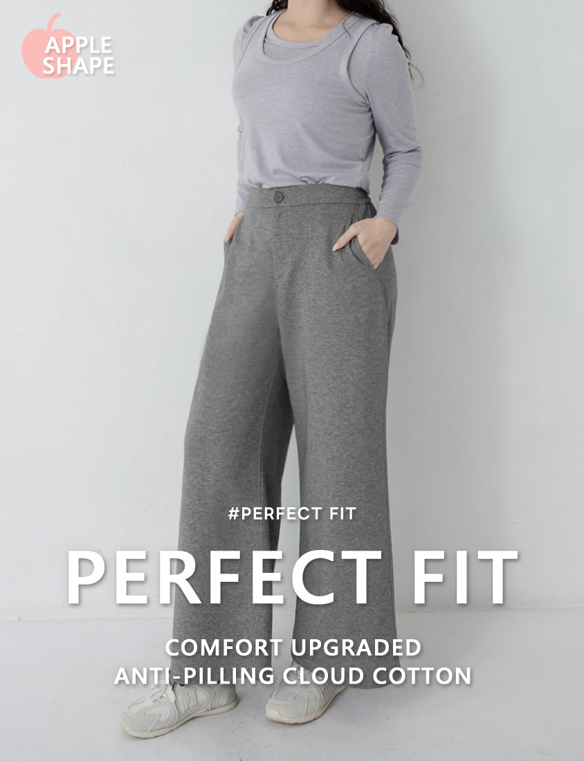 Apple-Shaped Friendly! Perfect Fit Anti-Pilling Cloud Cotton Plus Size Long Pants