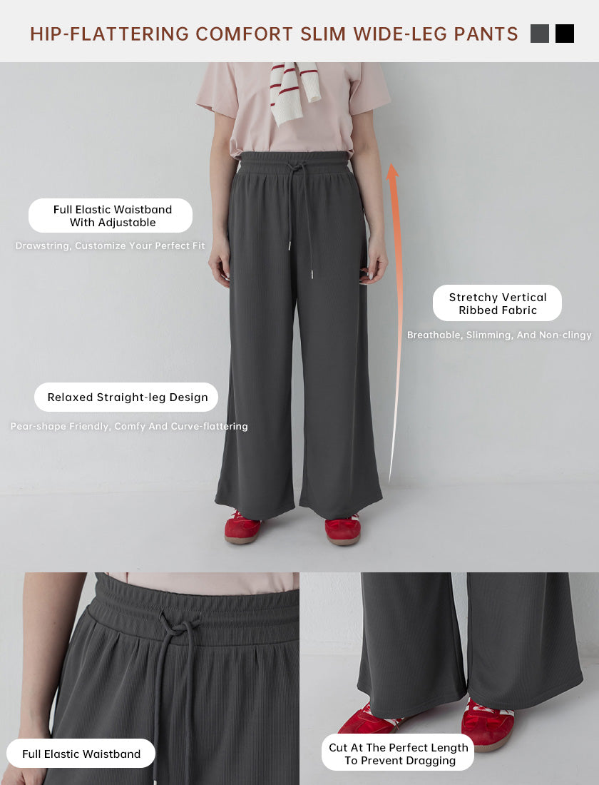 Hip-Contouring Slim Plus Size Wide Leg Pants (Short)