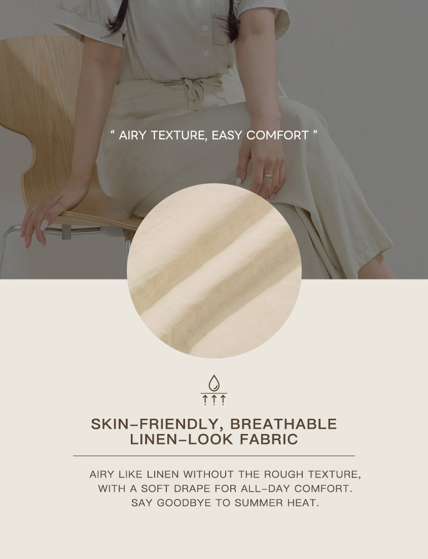 Lightweight Linen-Blend Plus Size Drawstring Pants
