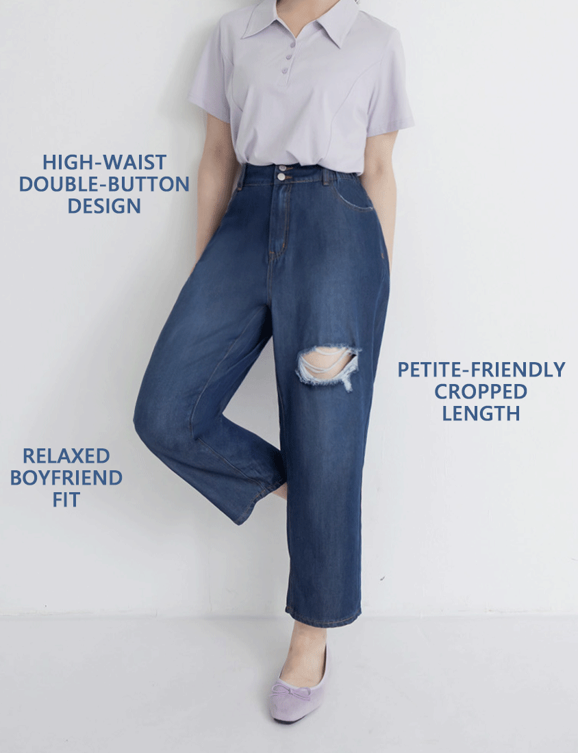 Cooling Lyocell Slimming Plus Size Boyfriend Jeans