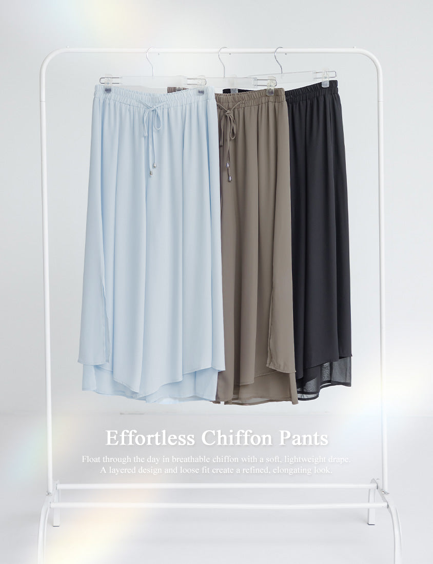 Flowy Layered Chiffon Plus Size Wide Leg Pants