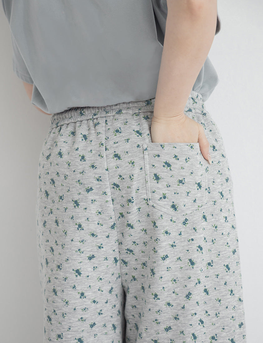Floral Cloud Cotton Drawstring Plus Size Pants