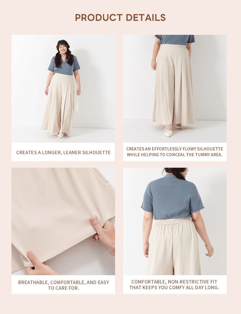 Instant Cooling Chiffon Pleated Plus Size Wide Leg Pants
