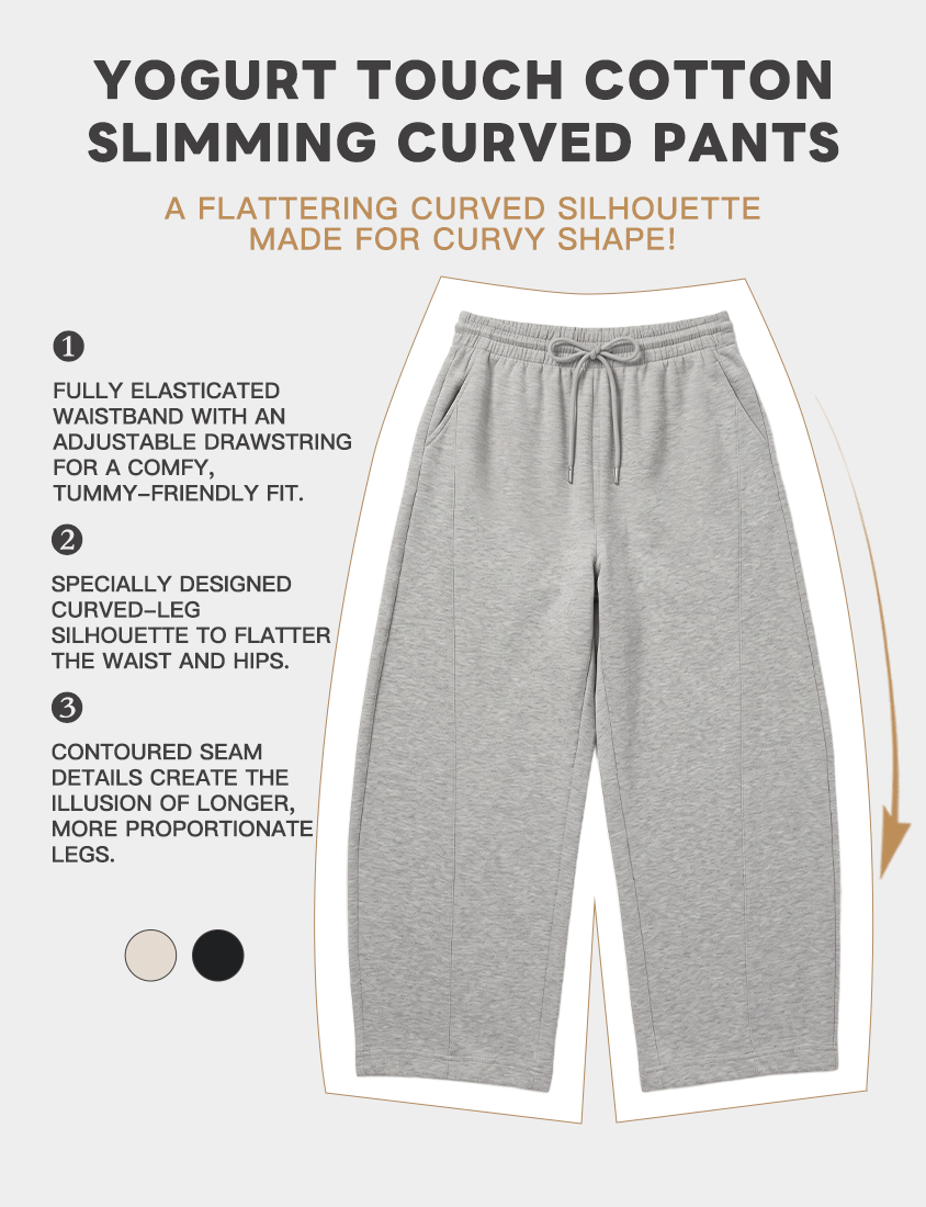 QQ Yogurt Touch Cotton Slimming Curved-Leg Plus Size Pants