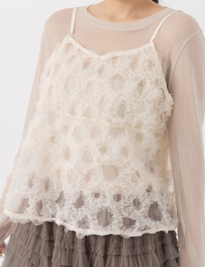 MISS. Elegant Intricate Mesh Tie Plus Size Camisole Vest