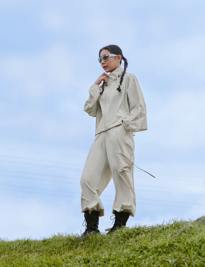 Instant Cooling UV-Protection Cropped Utility Hooded Plus Size Jacket