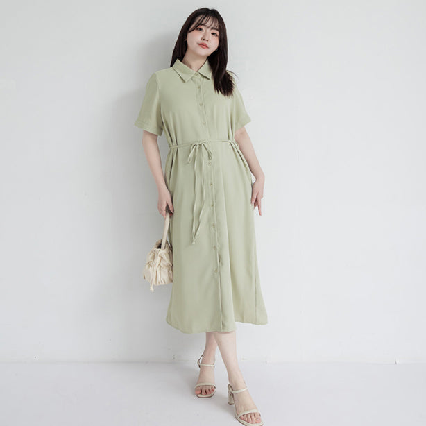 MISS. Minimal Shirt Plus Size Maxi Dress (With Belt)