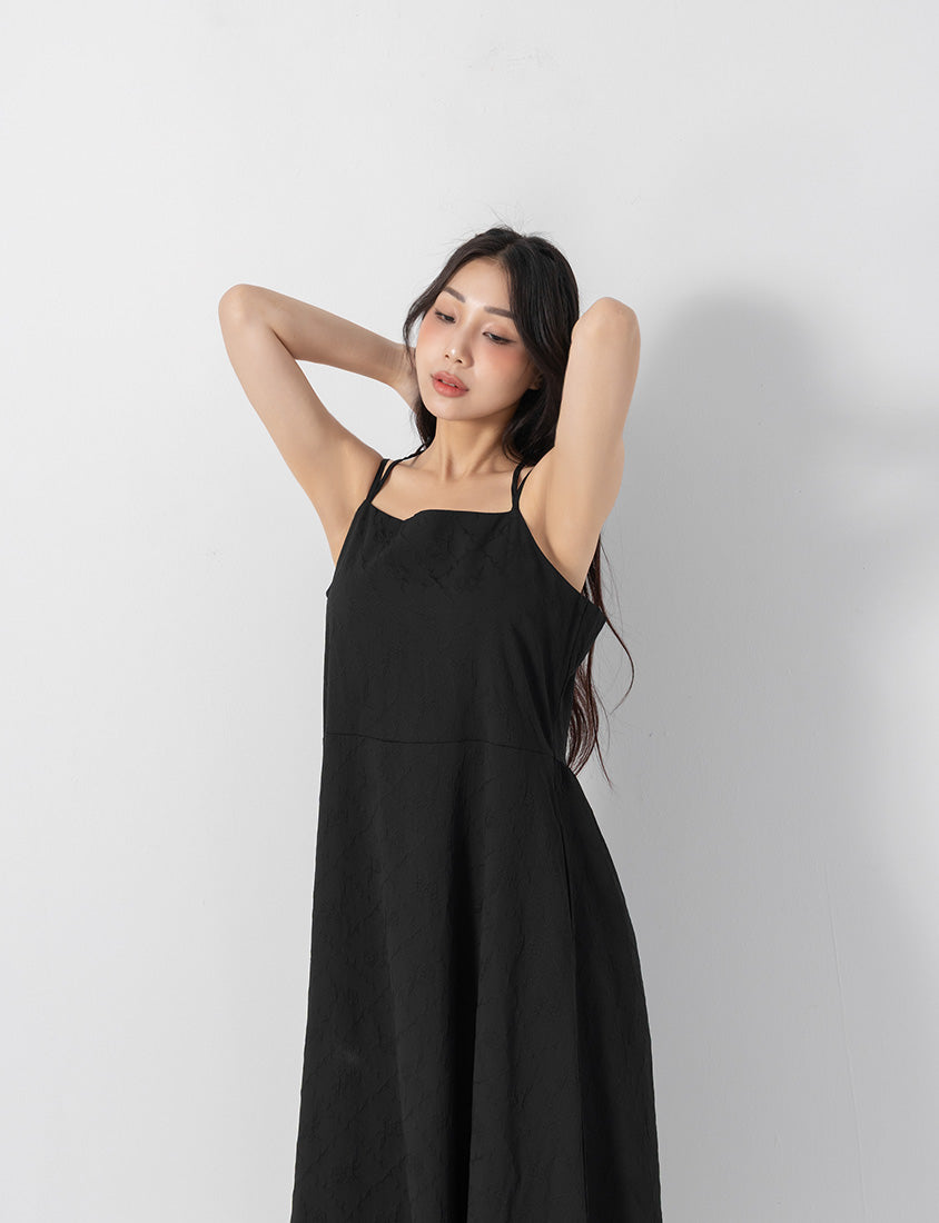 Elegant Jacquard Tie-Back Plus Size Maxi Dress