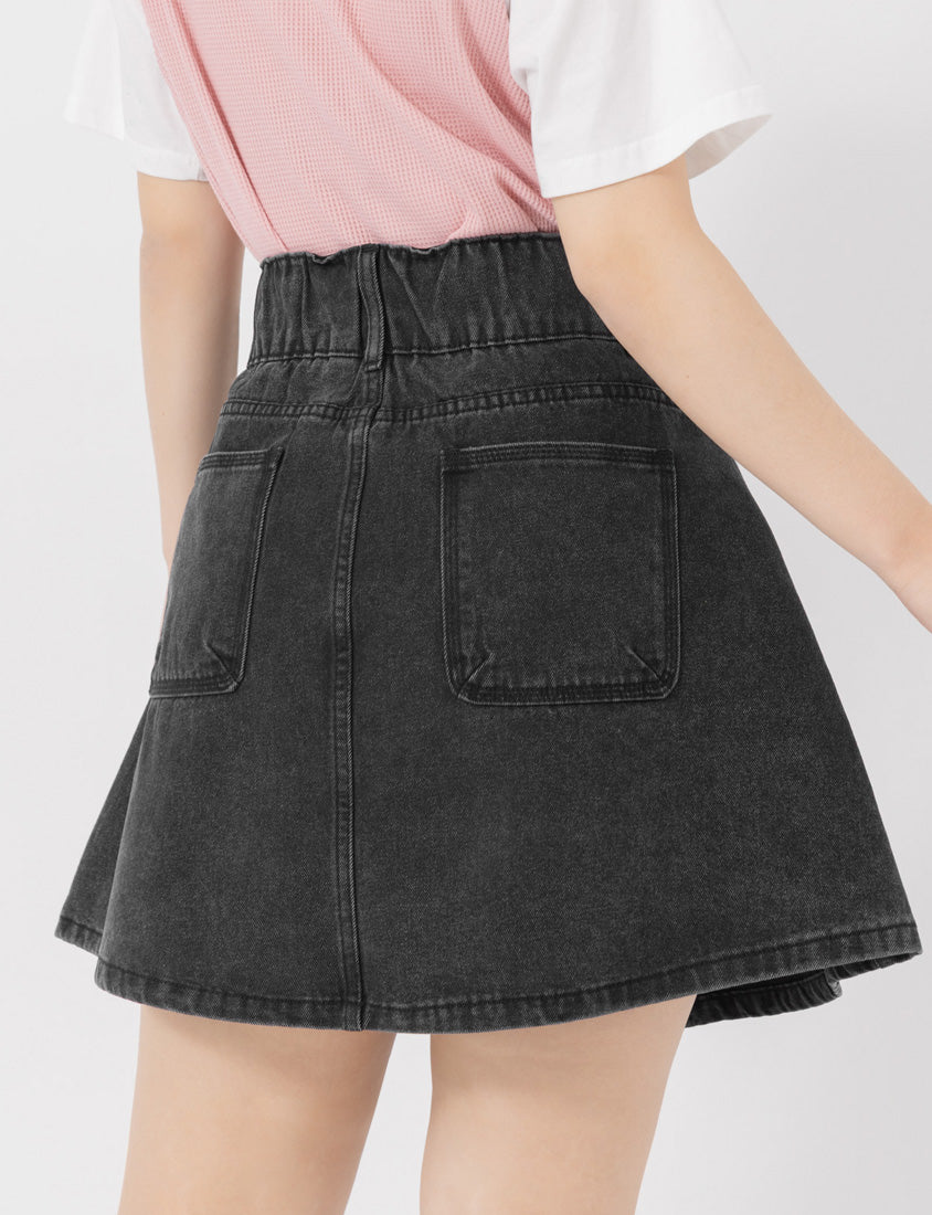 Ultra High Waist Tummy Flattering Plus Size A-Line Denim Skirt
