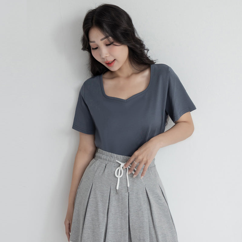 Upgraded 2.0! Sweetheart Neckline Plus Size Slim Tee