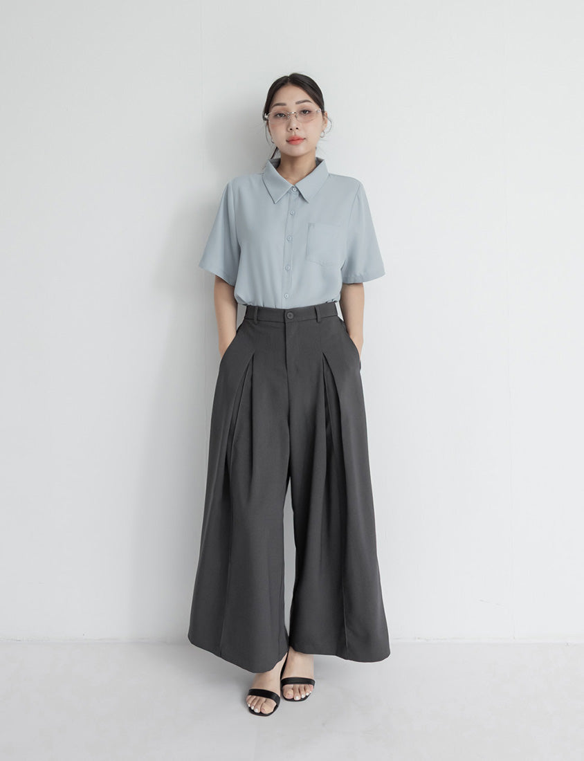 Pleated Cropped Plus Size Wide-Leg Pants