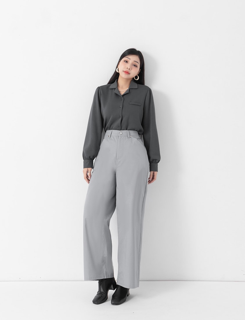 MISS.Korean Style High Waist Back Elastic Plus Size Straight Leg Pants