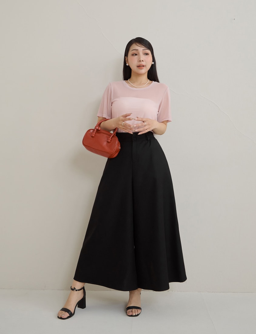 MISS. Casual Sheer Crewneck Plus Size Top