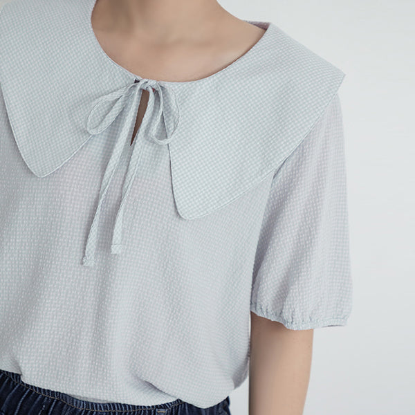 Cute Doll Collar Plaid Plus Size Shirt