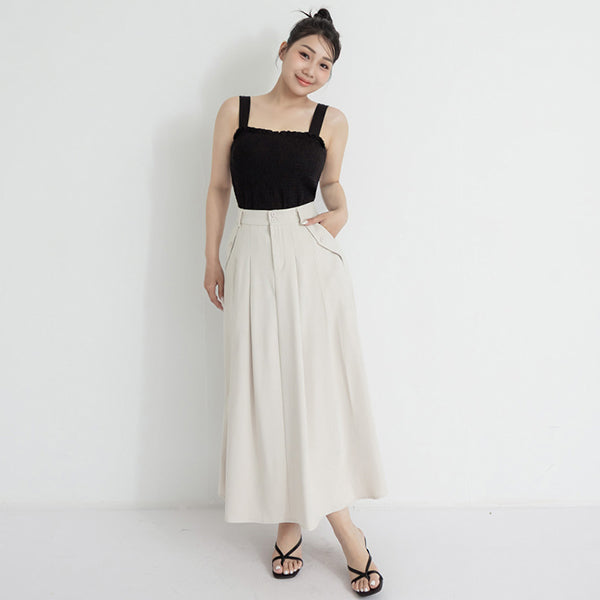 High Waist Double Button Pleated Chiffon Plus Size Skirt