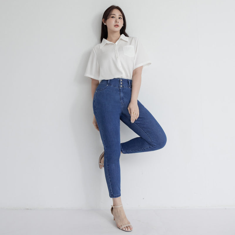 MISS. Silky Cool Classic Morandi Plus Size Shirt