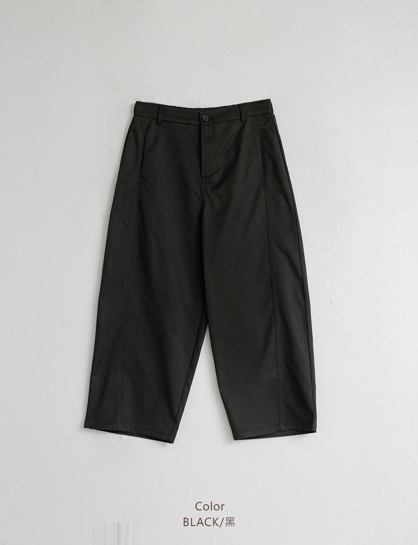 Sharp Curved Seam Twill Plus Size Pants