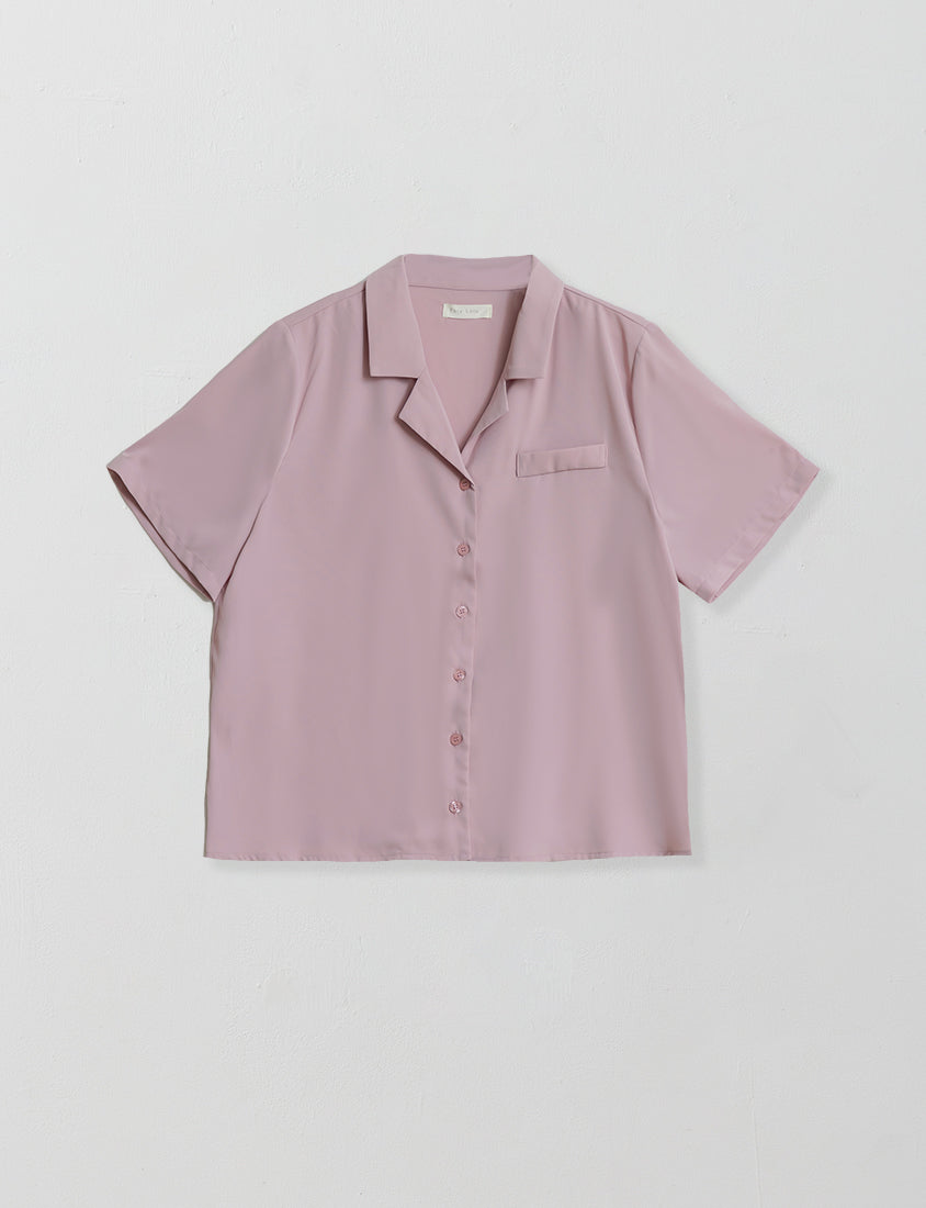 MISS. Minimal Textured Cuban Collar Plus Size Shirt