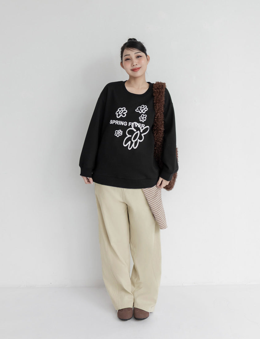 Versatile Twill Back Elastic Plus Size Straight Leg Pants (With Belt)