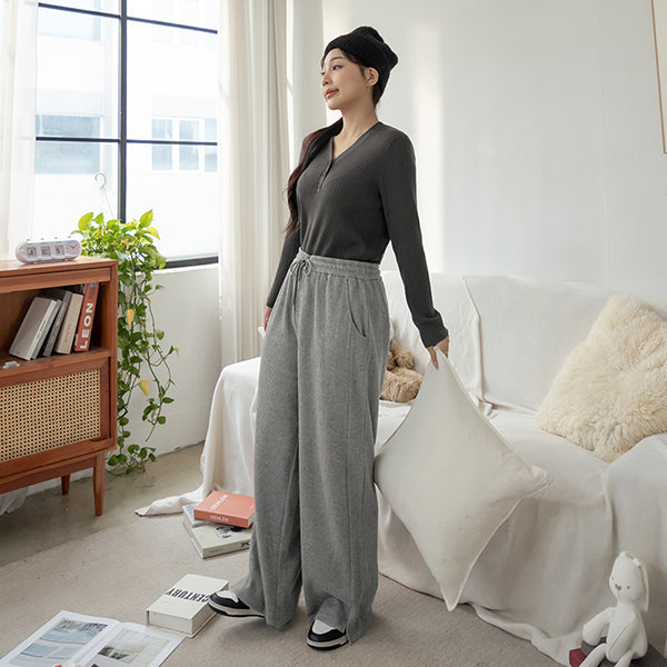Comfy Slimming Drawstring Fine Plus Size Ribbed Pants