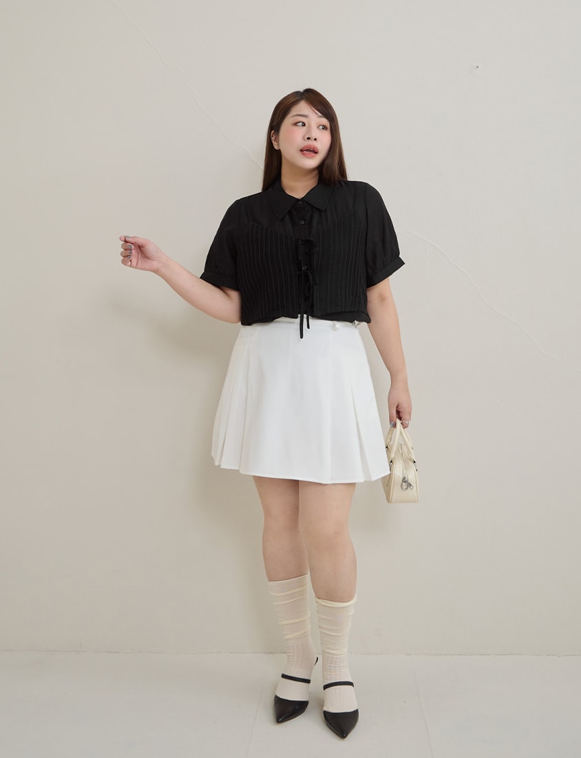 MISS. Faux Two Piece Sheer Plus Size Shirt