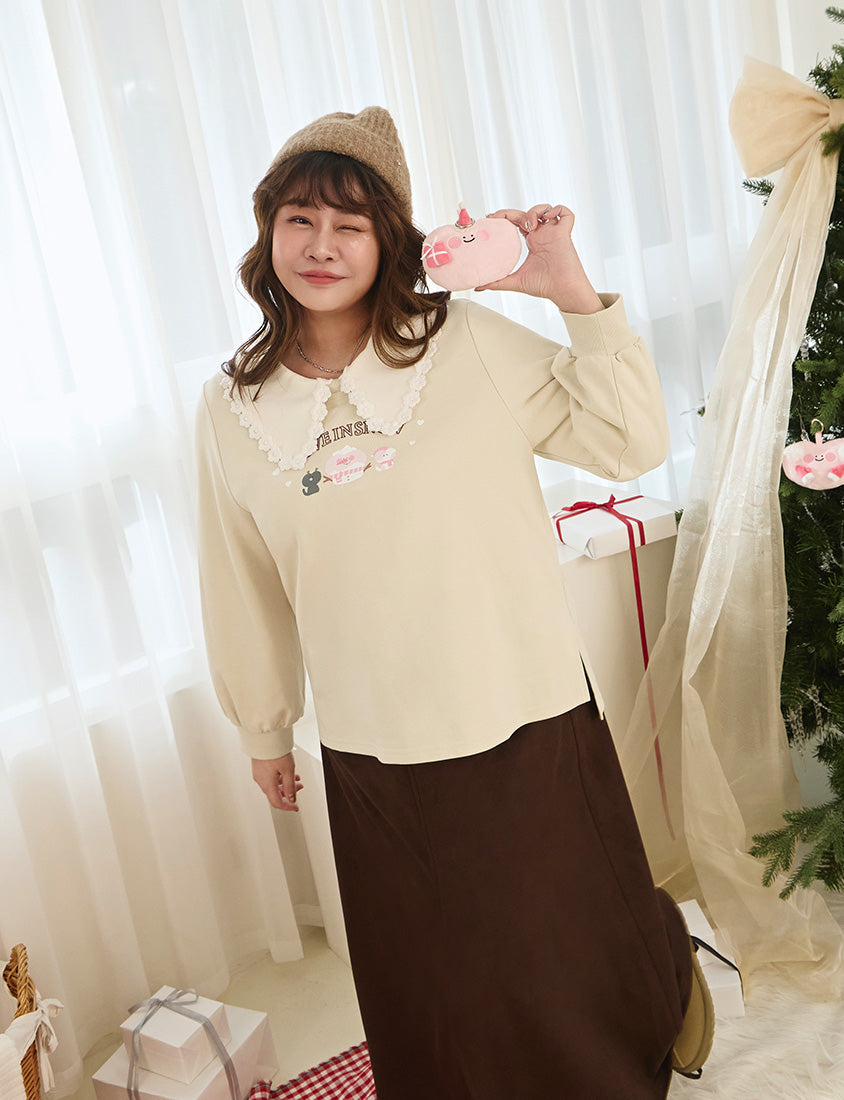 Winter Heart Print Plus Size Sweatshirt (Little Heart Collab)