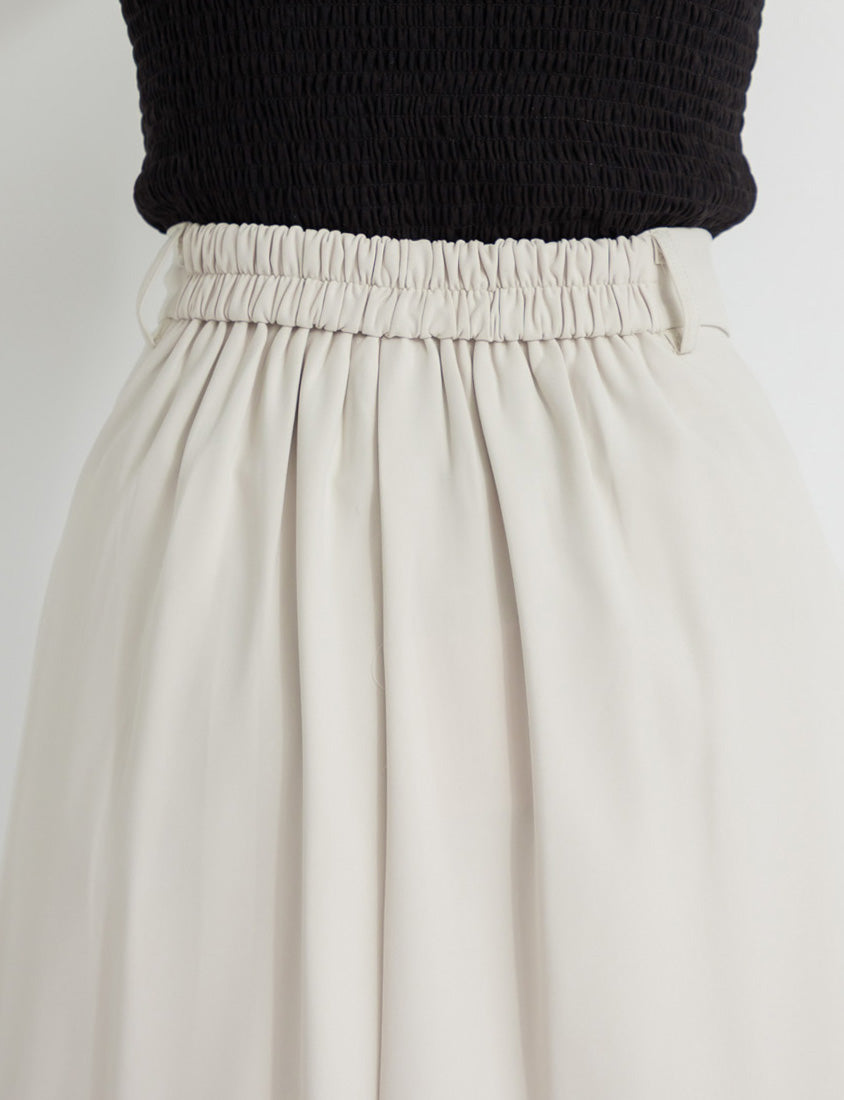 High Waist Double Button Pleated Chiffon Plus Size Skirt