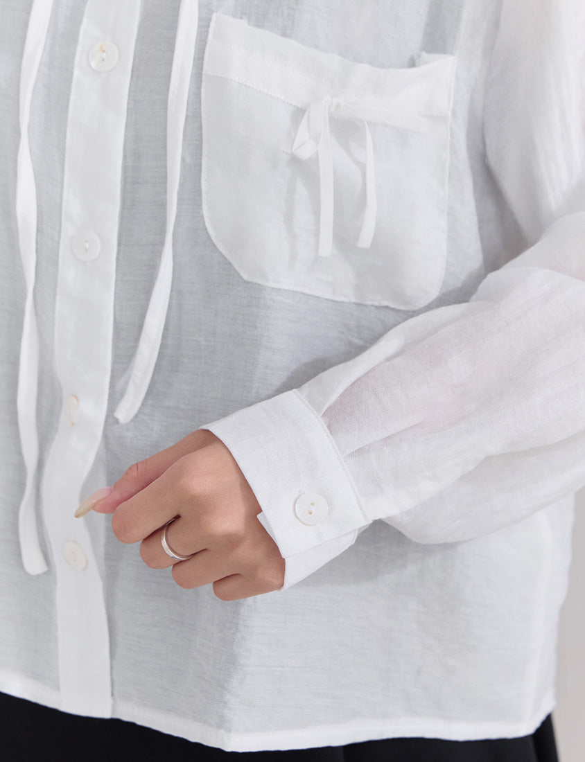 Cute Bow Pocket Sheer Hooded Plus Size Jacket
