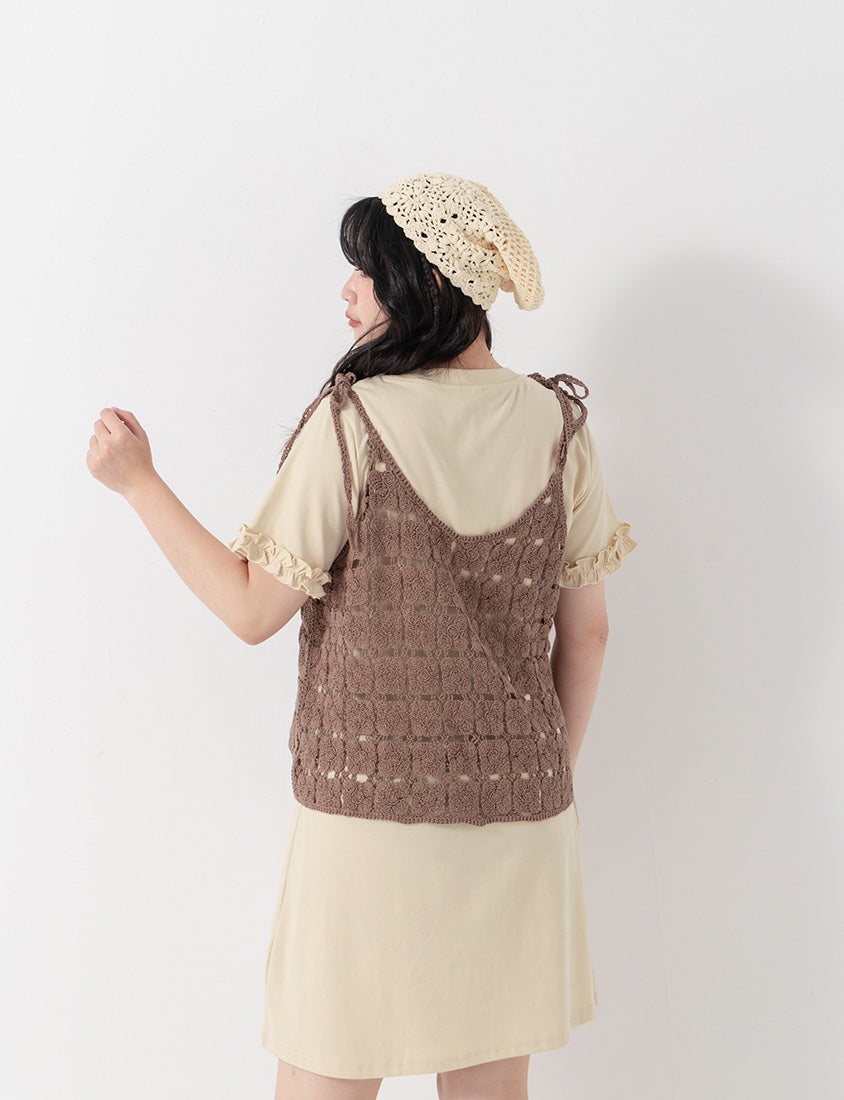 Japanese-Inspired Crochet Grid Plus Size Vest