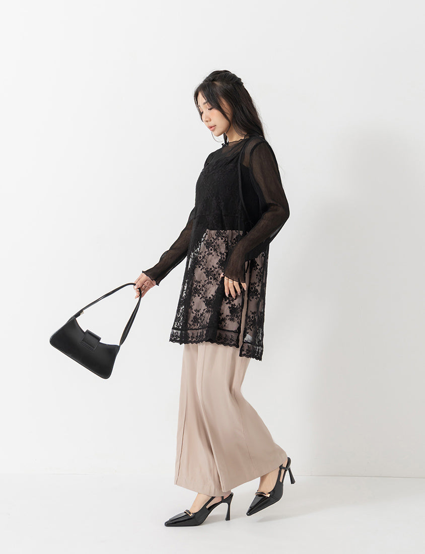 MISS. Lace Embroidered Side-Tie Layering Plus Size Vest