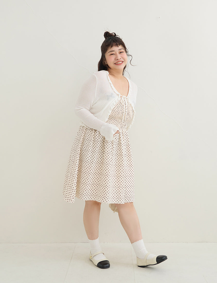 Sweet Contrast Heart Cami Plus Size Mini Dress